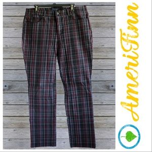 Charter Club black, gray & red plaid jeans 14